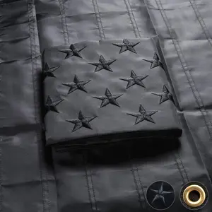Black  Flag 2x3 Ft for Outside Heavy Duty Embroidered Stars All Black   with 2 Brass Grommets for Outdoor Use