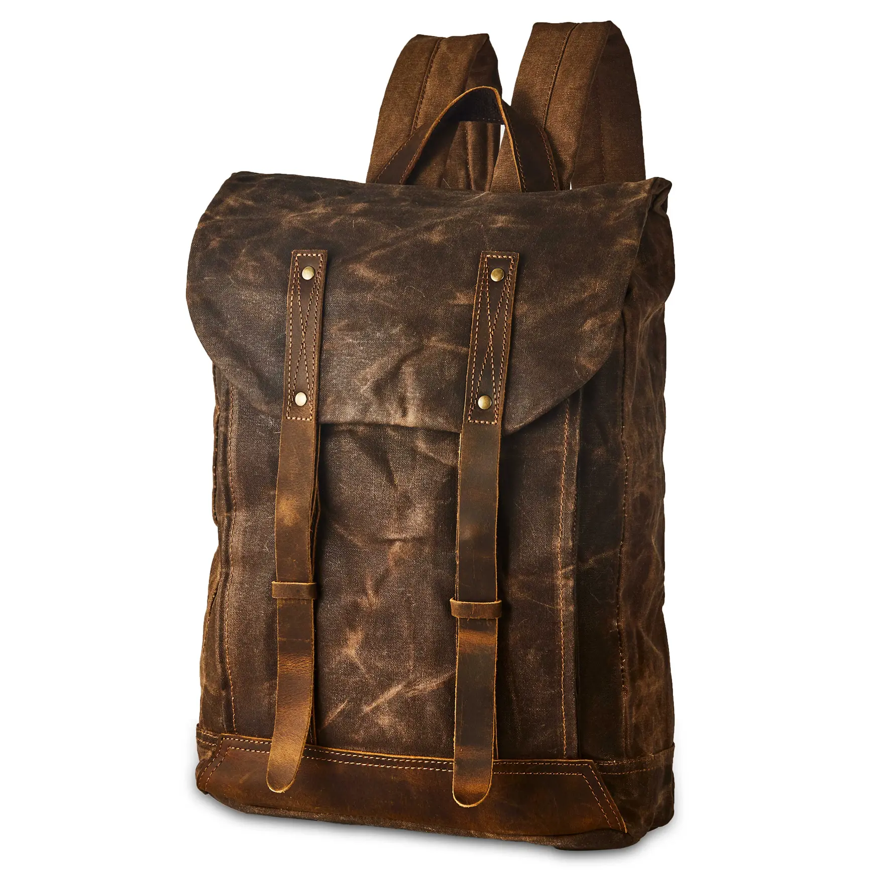 Waterproof Waxed Canvas Shoulder Rucksack Backpack for Men Women Casual Large 15.6 inch laptop Bookbag