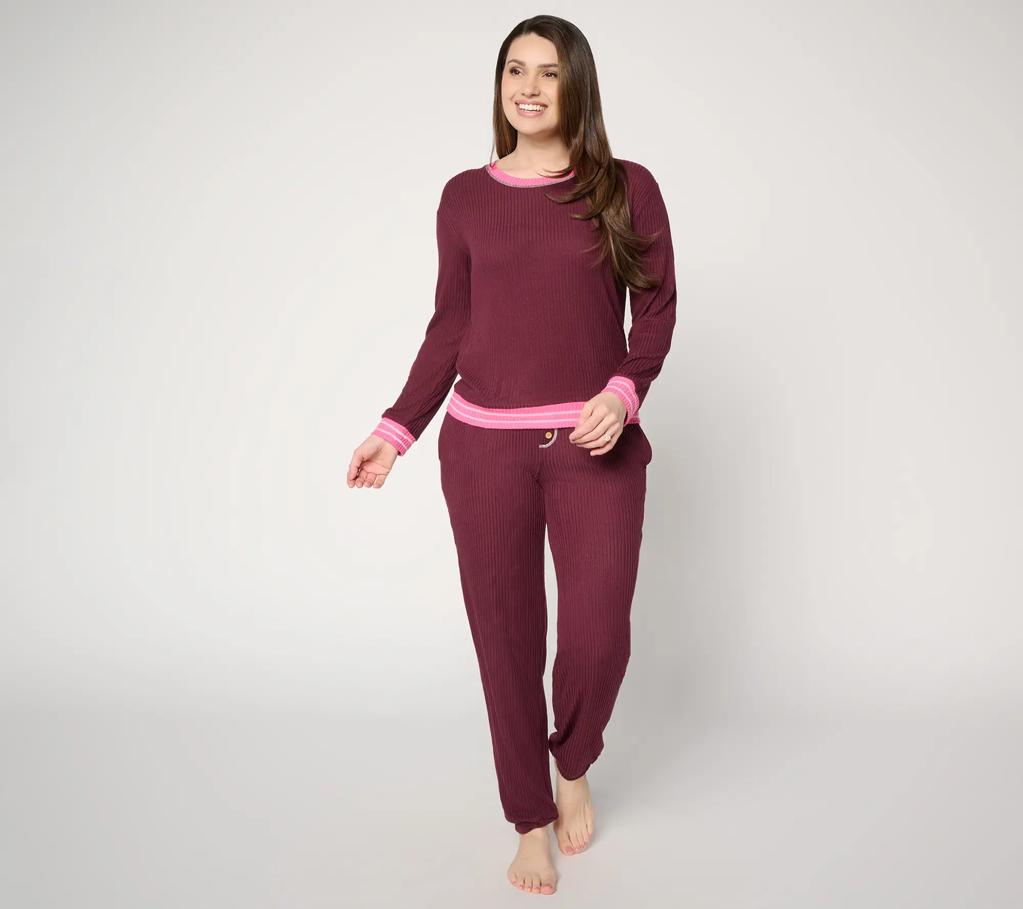 MUK LUKS Ribbed Butterknit Heart Lounge Set