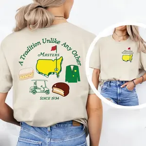 The Masters Augusta Shirt – A Tradition Unlike Any Other Since 1934 with Golf Cart and Pimento Cheese, Unisex Graphic Tee, Casual Short Sleeve Shirt, Modern Classic Fit Tee, Full Colors