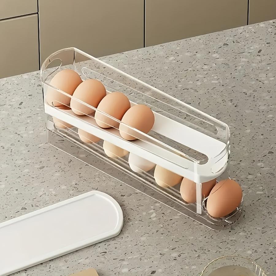 Egg Holder ,Egg Dispenser for Refrigerator, AutomaticRolling Storage Container for Countertop,Kitchen &Outdoor Use  (13.11"x3.15"x5.55")