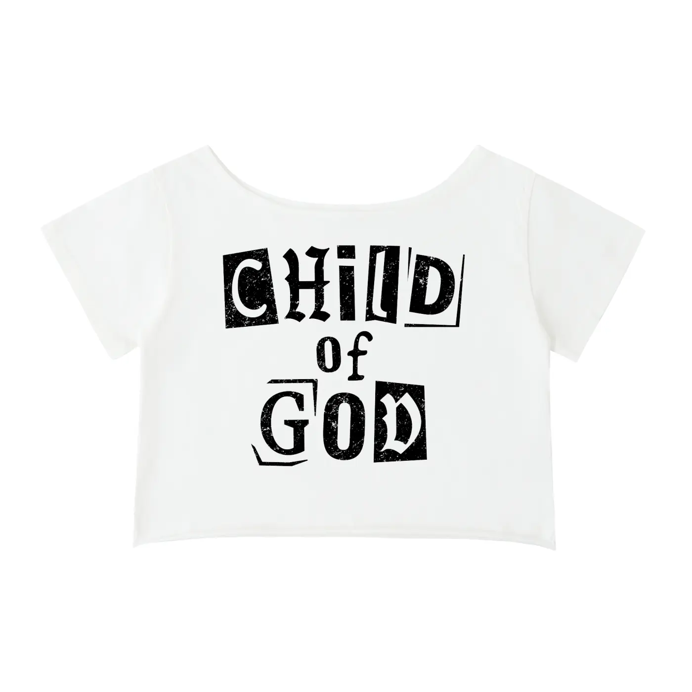 Child of God Off-Shoulder Rolled Hem Cotton T-Shirt