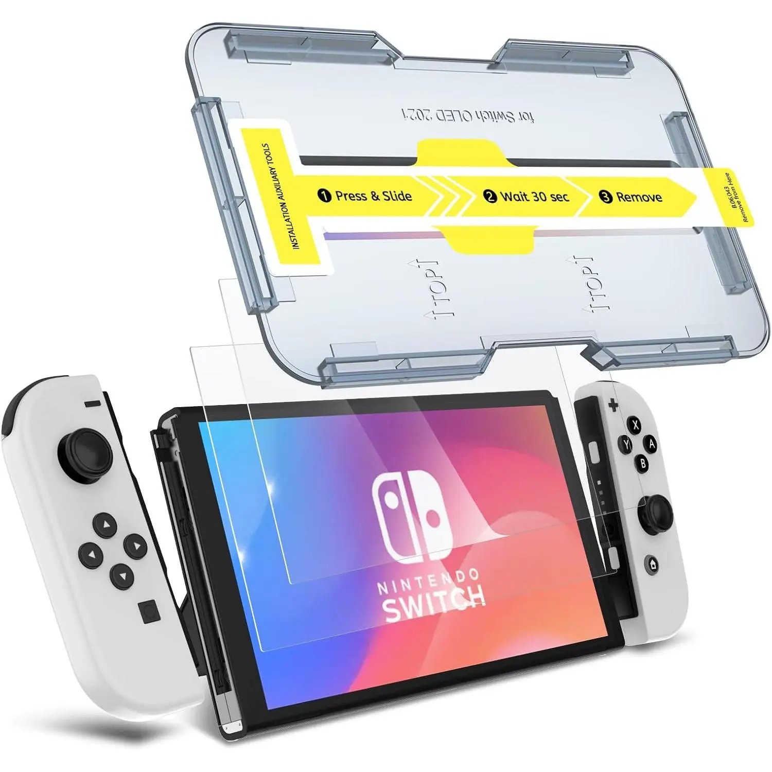 2-Pack Tempered Glass Screen Protector Accessories for Nintendo Switch OLED Model 2021 - EZ Kit with Auto-Align Feature