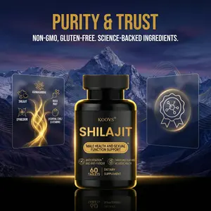 KOOVS Shilajit Complex Tablets for Men | Blended with Tongkat Ali, Tribulus, Ashwagandha & Ginseng | Supports Performance, Endurance & Overall Vitality | Third-Party Tested | 60 Tablets