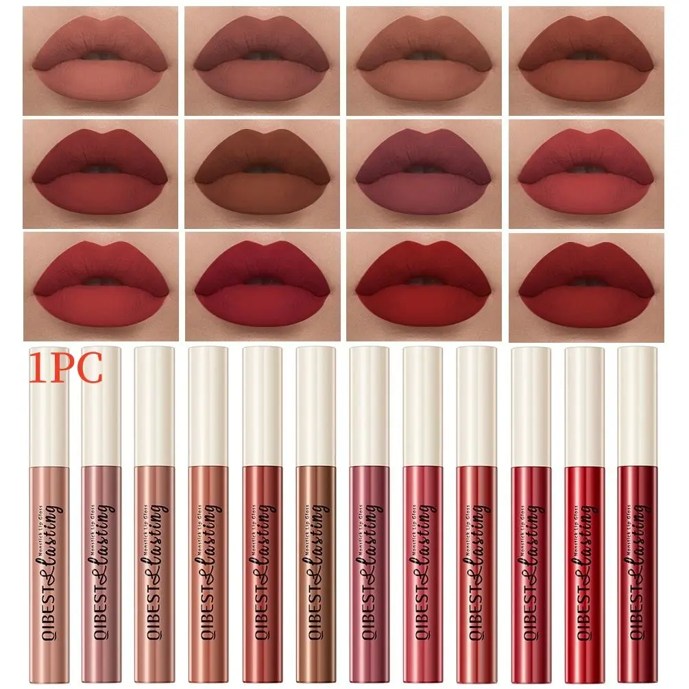 1PC matte velvet lip gloss, waterproof and long-lasting for 24 hours, silky smooth and matte texture, non stick and rich color rendering, suitable for all skin tones, essential for daily party makeup Lip Essentials Gloss Lipgloss Matte Liquid Lipstick