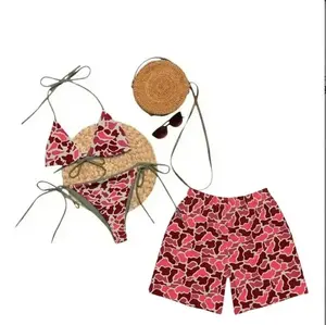 Matching Couples Swimwear Set – Women’s Triangle Bikini & Men’s Floral Swim Trunks Beach Outfit