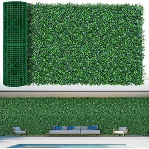 EverNture 40"x120"(33.3 SQFT) Grass Wall Panels, Artificial Grass Backdrop,  Greenery  Boxwood Roll with Flower, Green Wall Decor for Outdoor Indoor Patio Garden Backyard