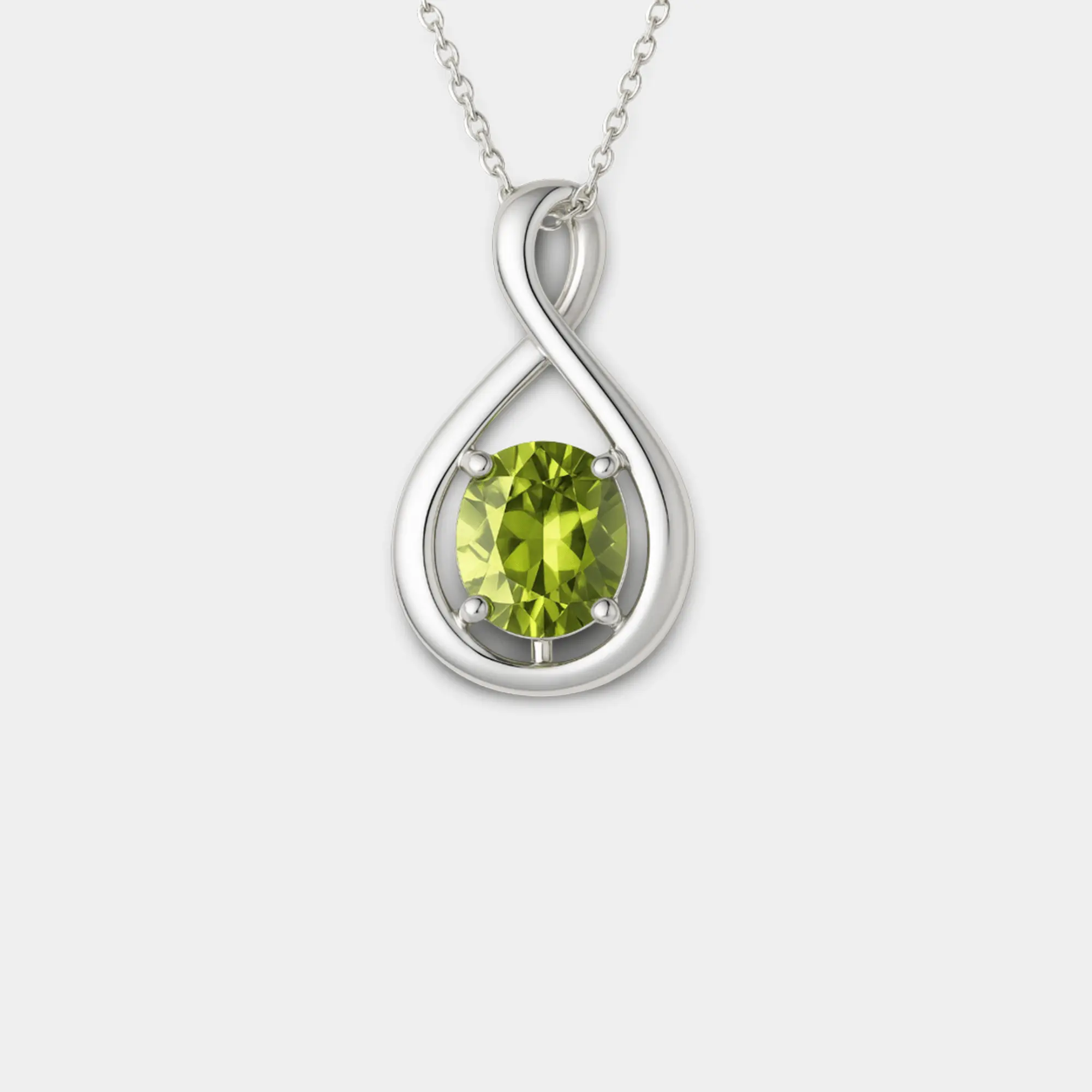 Infinity Peridot Pendant Necklace | 925 Sterling Silver | August Birthstone Gift