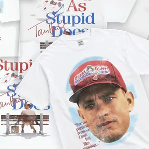 Forrest Gump Stupid Is As Stupid Does Graphic T-Shirt, Vintage Movie Inspired Tee, Retro Quote Streetwear Shirt, Gildan 5000 Heavy Cotton