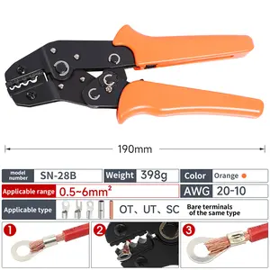 SN-28B Crimping Tool Multi-functional, suitable for multiple sizes and specifications for 2.5mm 3.96mm 2.54mm Pitch Dupont XH VH Connectors AWG 28-18