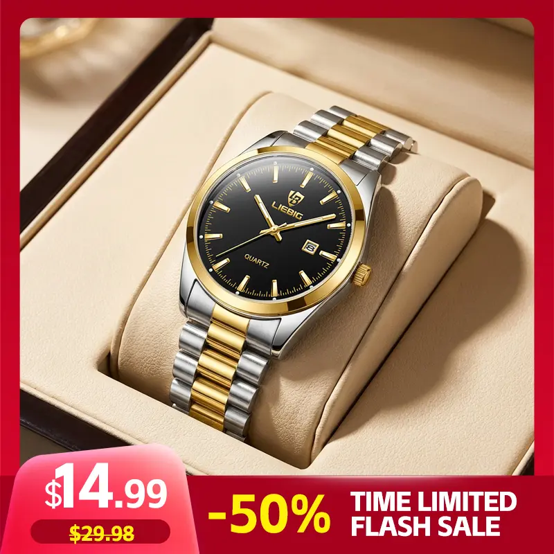 LIEBIG Women's 30mm 2-Tone Luxury Analog Quartz Watch, Stainless Steel Bracelet Strap with Butterfly Buckle, 3ATM Waterproof, Easy-Wear Practical Elegant Fashionable Watch, Ideal New Year Gift, Quartz Movement, Fashionable Quartz Watches