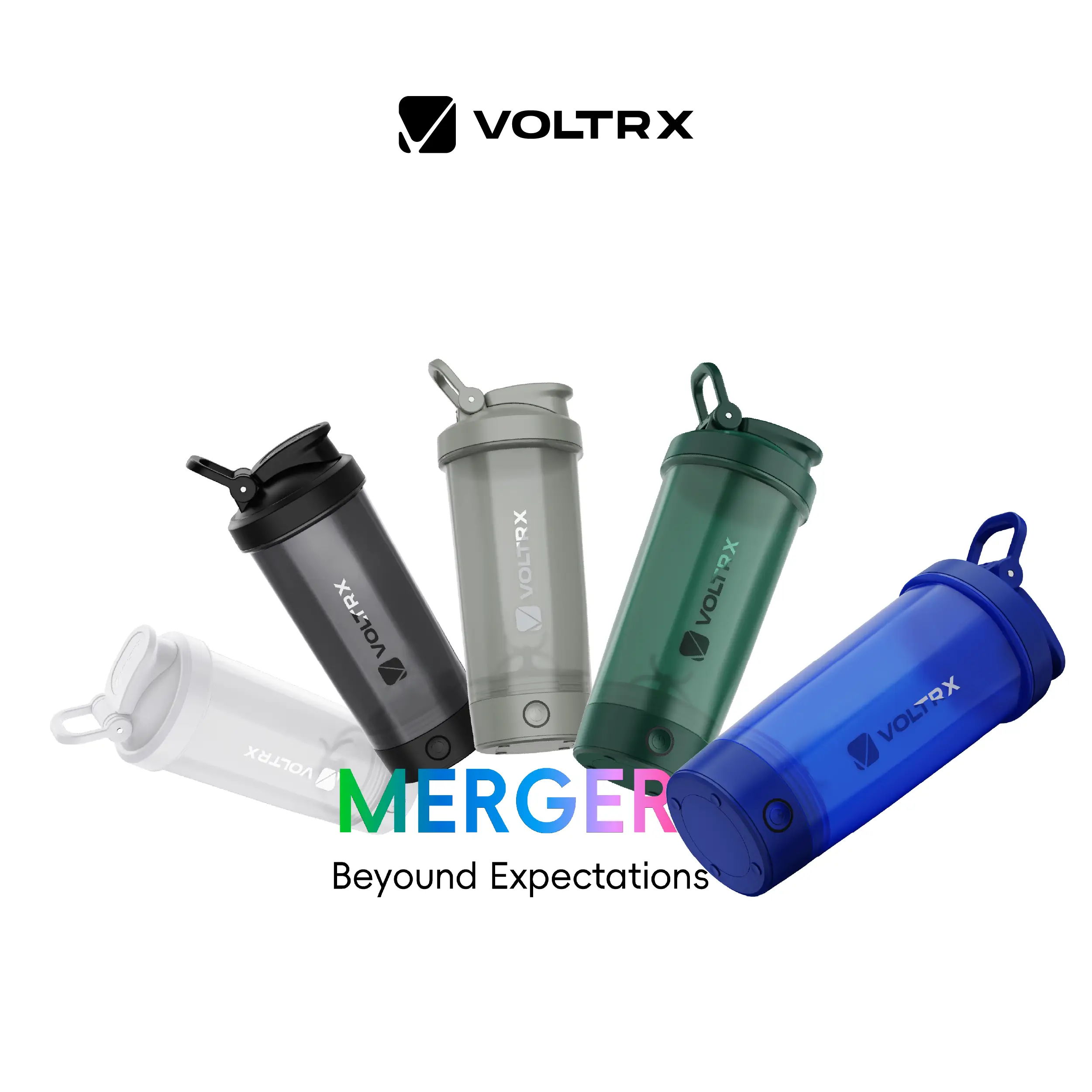 VOLTRX Protein Shaker Bottle, Merger USB C Rechargeable Electric Protein Shake Mixer, Shaker Cups for Protein Shakes and Meal Replacement Shakes, BPA