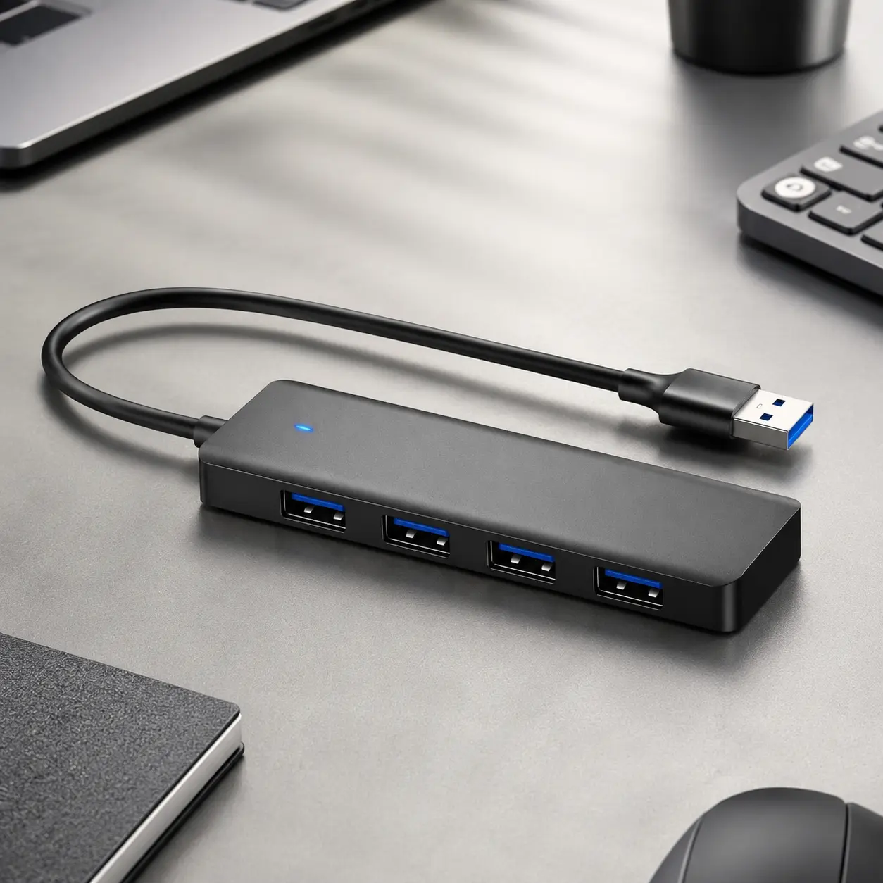 USB Hub 4 Ports, Multiple USB 3.0 Hub, USB A Splitter Ultra-Slim USB Expander for Mouse, Keyboard, Flash Drive, U Disk, Printer, Laptop PC, Desktop and More