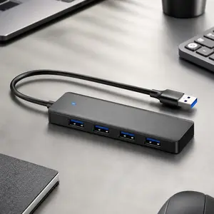USB Hub 4 Ports, Multiple USB 3.0 Hub, USB A Splitter Ultra-Slim USB Expander for Mouse, Keyboard, Flash Drive, U Disk, Printer, Laptop PC, Desktop and More