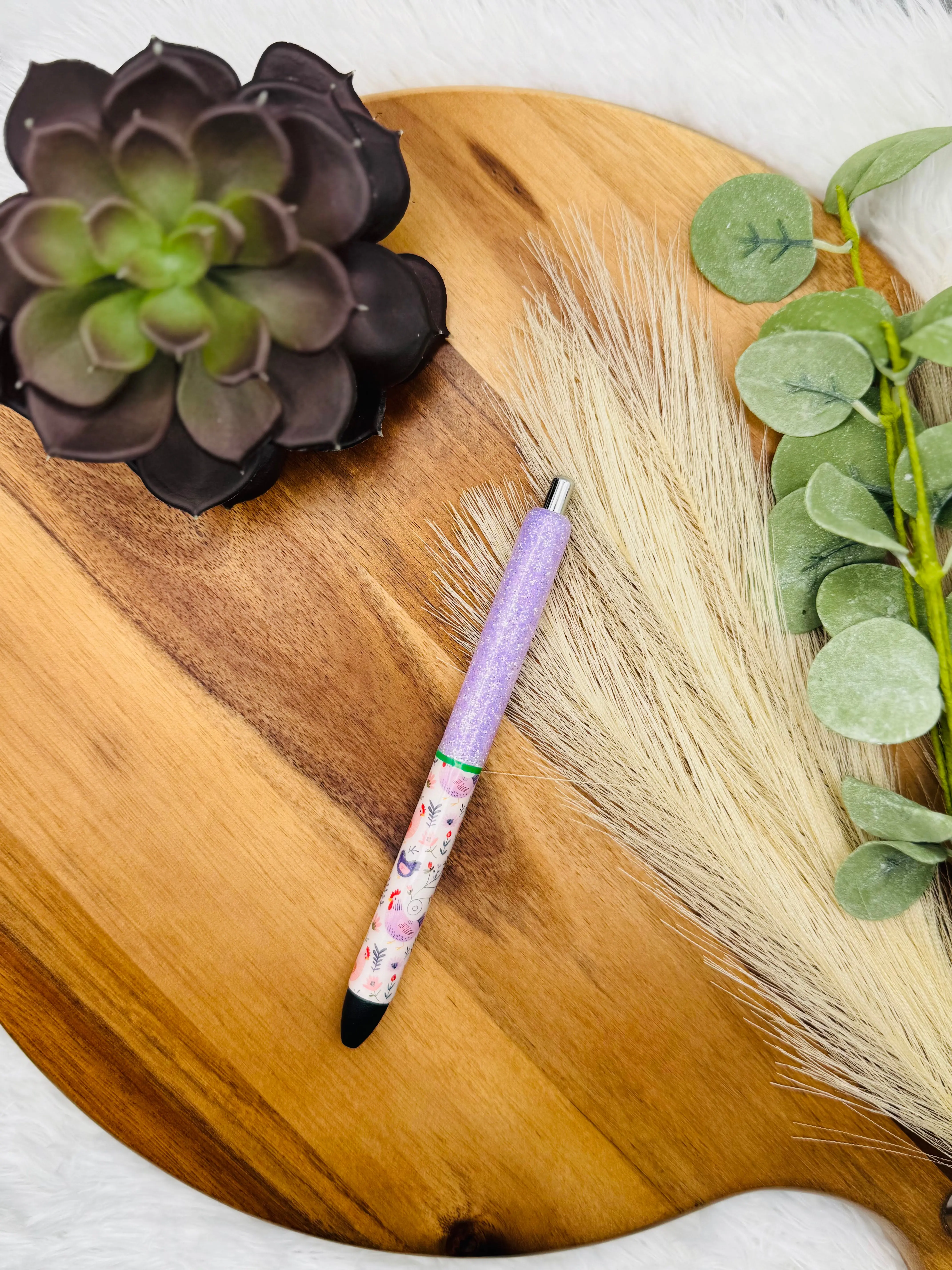 Gel Pen: Purple Chickens | Color: The Lift, Striped Green 138