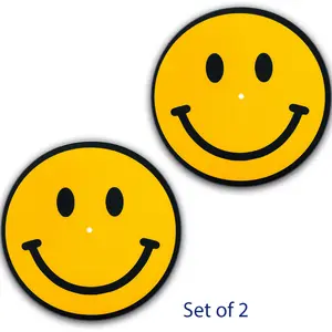 One Pair Smiley Face #1 Vinyl Memorabilia 12" inch Slip Mat Turntable Slipmat DJ Platter Pad x2