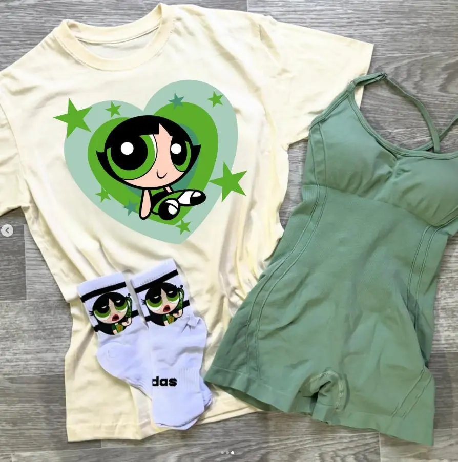 [Only T-shirt] Cute #Powerpuff Buttercup Girls Gym Shirt, Cute Animation Character T-Shirt, Girl Power Tees, Hero Girl Gift Shirt, #Powerpuff Girls Merch