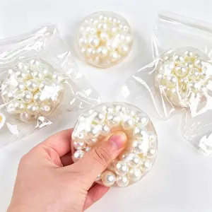 Shiny Bead Squishy Fidget Toy Soft TPR Squeeze Stress Relief Sensory Play Toy Cute Hand Play Fun Hobby Decompression Toy Ideal Gift for Boys Girls Adults Leisure Entertainment Toy
