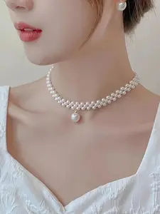 Faux Pearl Decorated Choker, Elegant Jewelry for Party, Daily Clothing Decor, Trendy All-match & Exquisite Jewelry for Birthday Gift