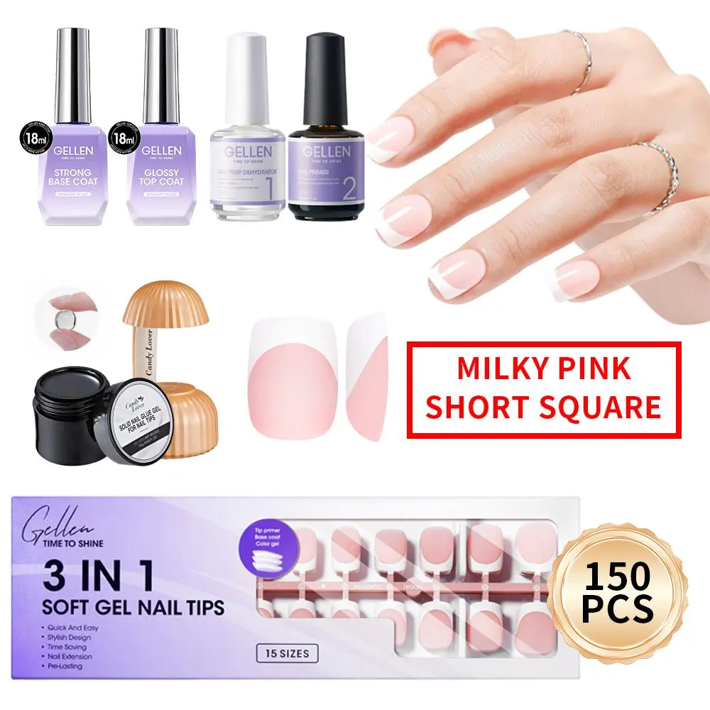 SHORT Square Milky Pink - with nail lamp