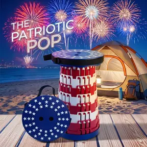 The Patriotic Pop Portable Stool, 4th of July Folding Seat for Fireworks, Parades, BBQ, Camping, Picnics & Outdoor Summer Events, SummerWins DealsForYouDays fathersdaygift