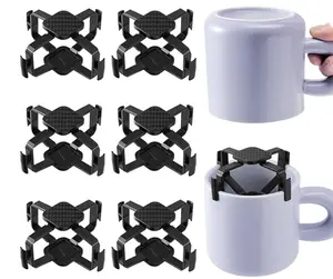 6-Pcs Mug Stackers | Adjustable Cup Organizer for Kitchen Cabinets | Creative Coffee Mug Storage Shelf | Space-Saving Gadget (Black)