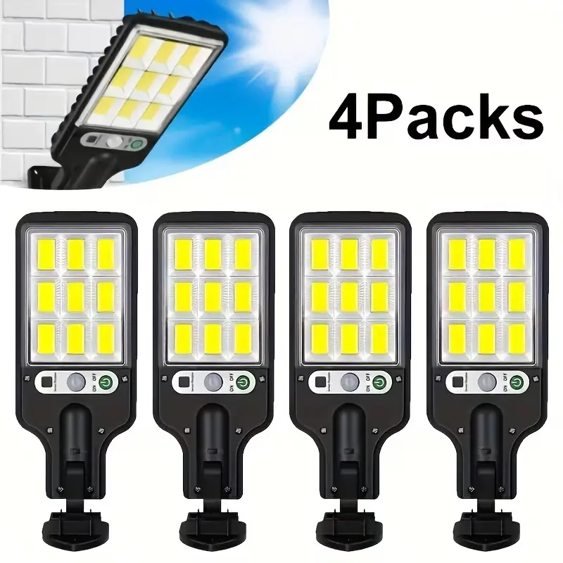 【TikToK Top Seller】Solar Outdoor Lights Set (2/4-Pcs)-Rechargeable 6000mAh Battery, High-Efficiency LED, ABS Plastic, Remote Control, Motion Sensor, Brighter for Safer Walks, 4 Lights Cover More Outdoor Zones, Garden & Garage Use