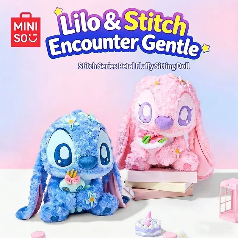 [Valentine's Day Gift]MINISO Stitch Petal Plush Sitting Doll – Ultra-Soft Petal Design, Cute Collectible, Perfect Christmas Gift for Stitch Fans, Friends, Lover&Kids