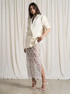 Fashion Sexy Sheer Mesh Fringe Sequin Midi Skirt, High Waist Fitted Plaid A-Line Dress, All Seasons Women's Clothing, Fashion Casual Skirt