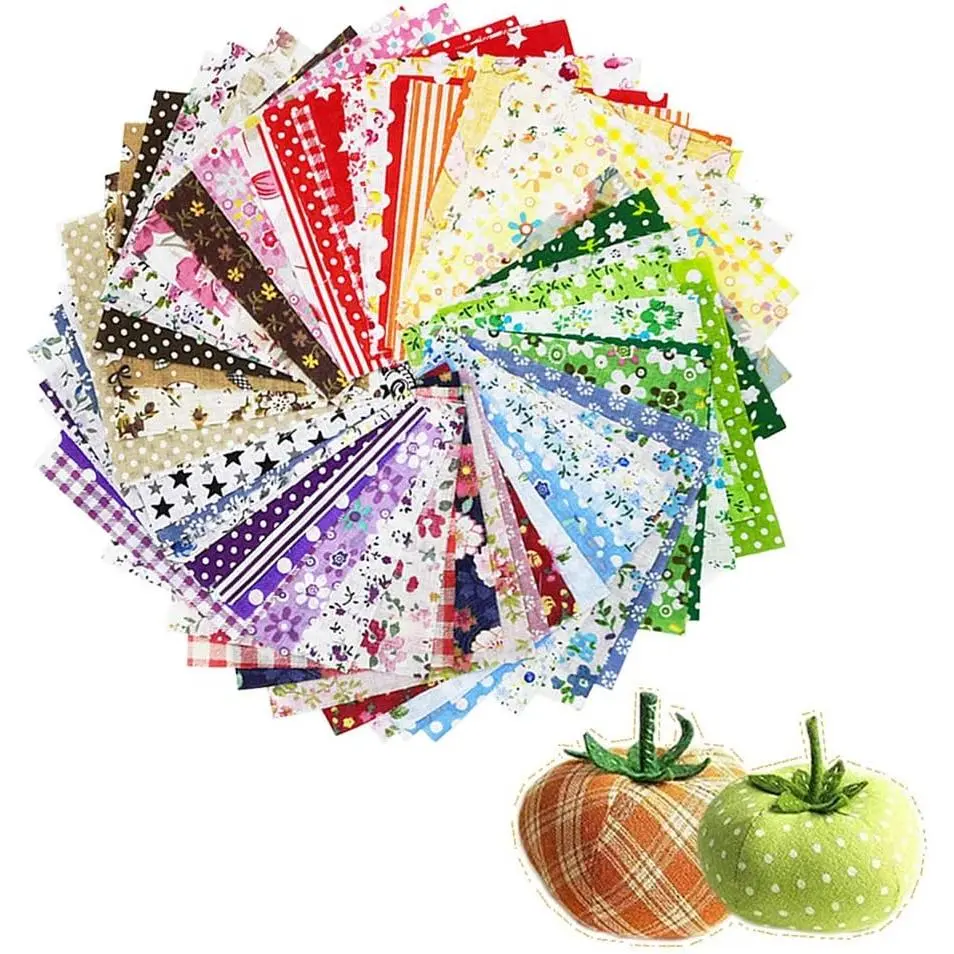 60 Different Patterns Synthetic Craft Fabric Bundle Squares, 4 inch x 4 inch (10 cm x 10 cm) Polka Dot Patchwork Sets for DIY Sewing, Quilting, Assorted