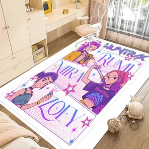 KPop Demon Hunters 58 cartoon print carpet, home living room, bedroom, office chair under carpet, holiday gift for family and friends, Christmas decoration carpet