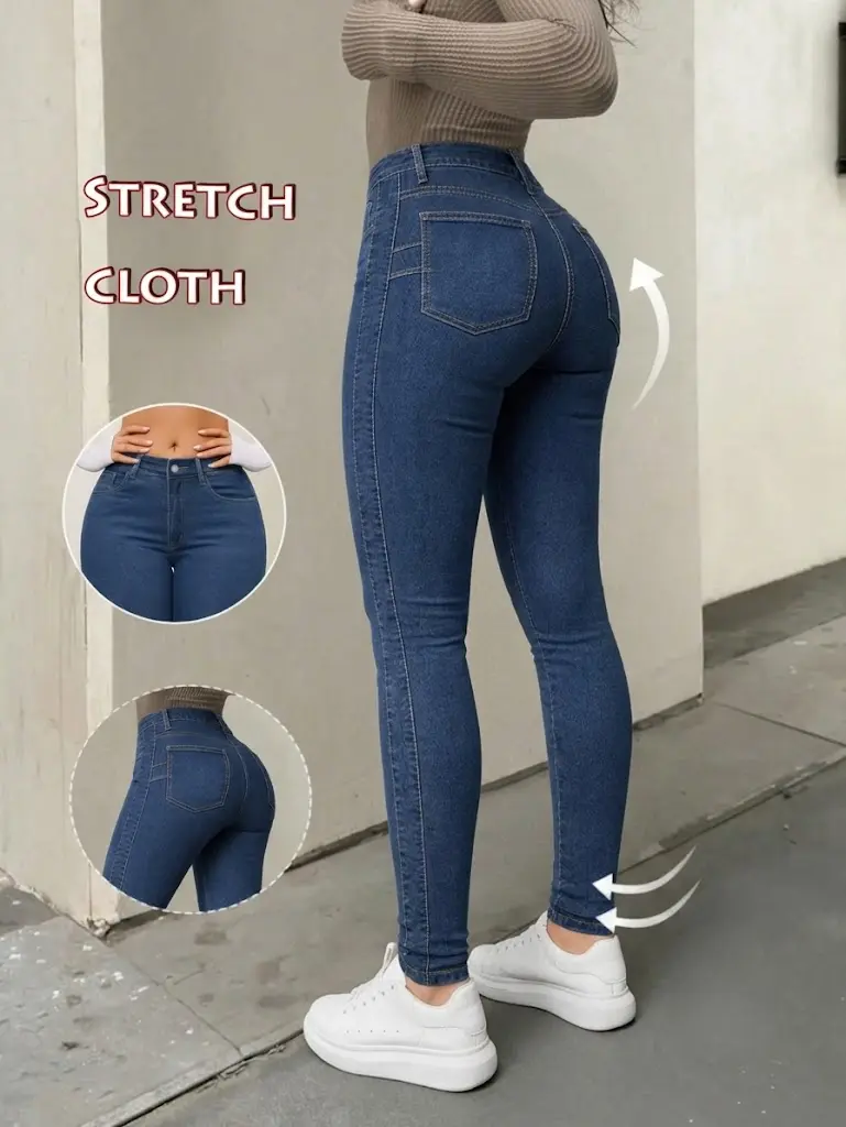 Women's High-Rise Stretch Skinny Jeans, Shaping Tight Denim Pants for Women, Womenswear Bottoms
