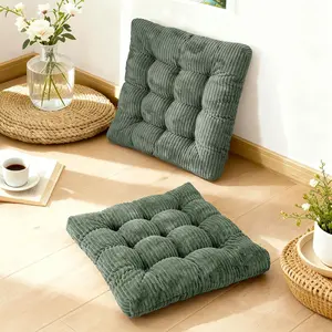 Meditation Floor Pillow Set of 2 Memory Foam Meditation Cushion for Adults Sitting Large Square Thickened Seat Cushions for Yoga Tatami Living Room Dark Green