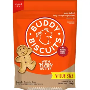 Buddy Biscuits 3.5 lbs. Bag of Crunchy Dog Treats Made with Natural Peanut Butter