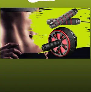 Ab Roller Wheel OL Fitness-Ab Wheel Roller For Core Workout-Easy Quick Assembly Ab roller -Perfect Exercise Ab Workout Equipment-Strengthen Your Core Muscles-Premium Quality Jump Rope and Knee Mat