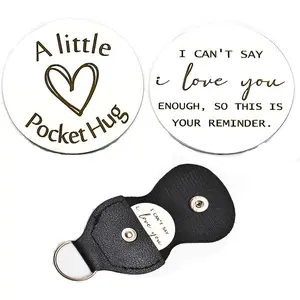 Pocket Hug Token Keychain Long Distance Relationship Hug Tokens Keepsake Stainless Steel Double Sided Pocket Token