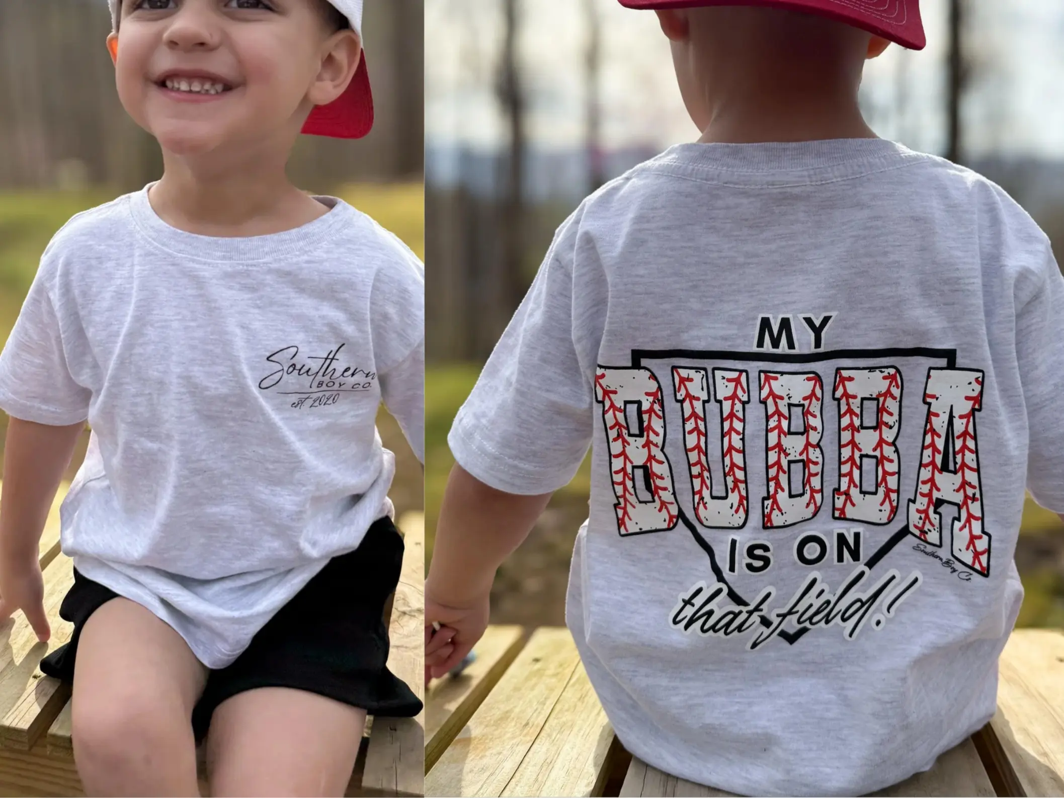 2 Sided My Bubba Is On That Field Youth T-Shirt – Funny Baseball Family Graphic Tee, Game Day Outfit, Baseball Lover Gift Idea, Cute Sports Shirt