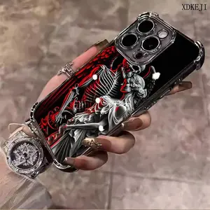 Creative Dark Skeleton Angel Girl Embraces Shockproof Phone Case Suitable for iPhone 16 15 14 13 12 11 Pro Max Plus four corner electroplated shockproof anti drop phone case phone case Cover Casing cover protector protection Protective Smartphone