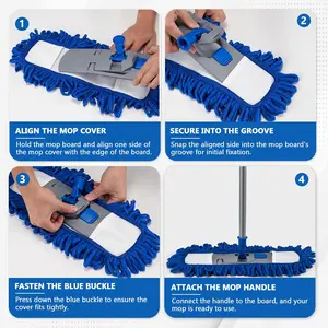 Dust Mop for Hardwood Floors,58" Long Handle Wet & Dry Mop,180° Rotating Microfiber Washable Mop for Tile,Laminate,Vinyl Floors,Pet Hair Cleaning