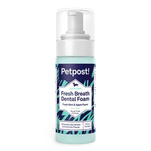 Petpost | Fresh Breath Foam for Dogs - Mint & Apple Flavored Dental Solution That Eliminates Bad Breath - Natural Tooth Cleaning Treatment 5 oz.