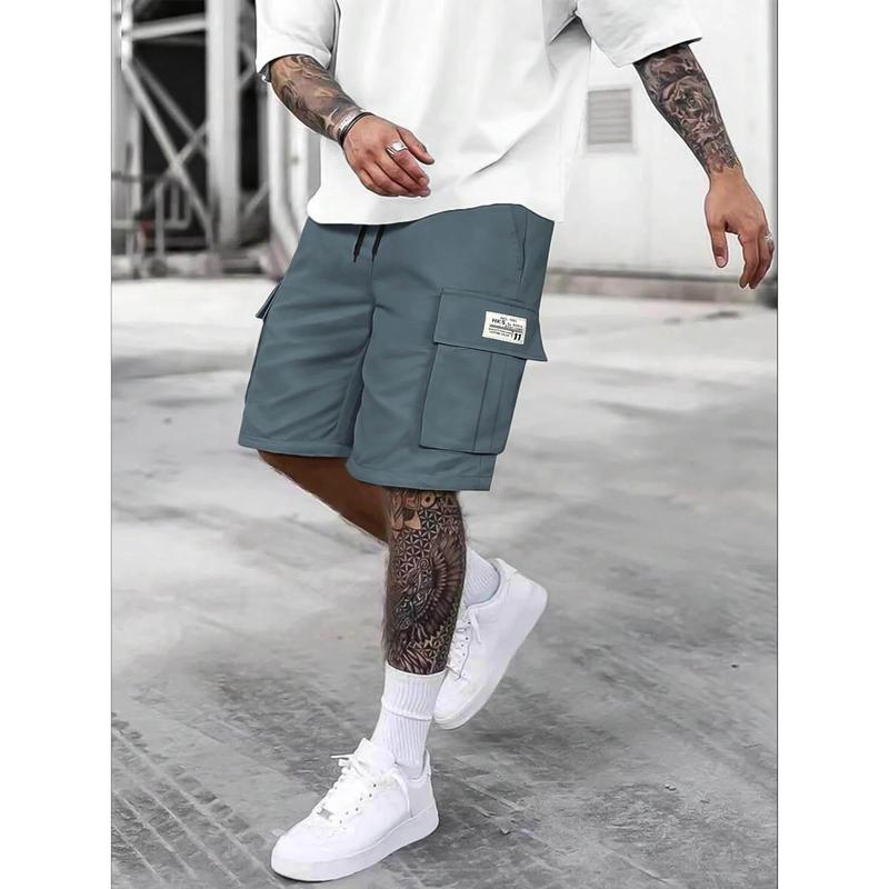Plus Size Men's Plain Casual Cargo Shorts with Pocket - Menswear for Big and Tall Men, Comfortable Outdoor Summer Sports & Outdoor Clothing