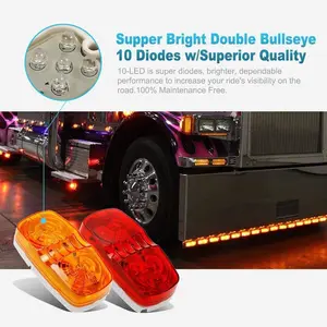 DIBMS Magnetic 14x Trailer RV Marker Waterproof LED Tail Light Kit Double Bullseye 10 Diodes Clearance Light Red/Amber,[DOT Approved] 4x2 Tiger Eye/Double Bubble 12V Rectangular LED Side Marker Light Surface Mount Camper Truck