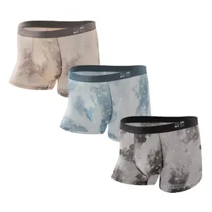 Men's Galaxy Tie-Dye Transparent Boxer Briefs Ultra-Thin Silky Cooling Fabric Lightweight Breathable Mesh Design Summer Comfort Underwear Birthday Gift