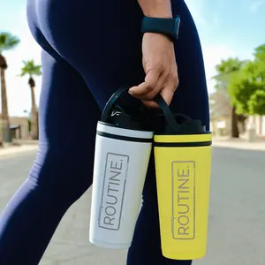 Morning Routine Ice Shaker - 26 OZ, Insulated with Handle and great for Home, Gym, Travel and the Office