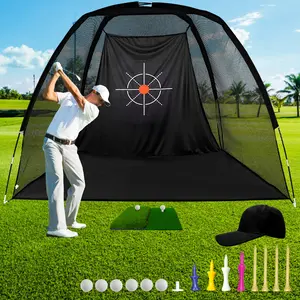 Gagalileo 8x6FT Golf Hitting Practice Nets with Turf Mat Tees for Backyard Indoor Driving Real Golf Balls Hitting Driving Nets for Indoor Outdoor Garage Use Golfing Swing Training Impact Cage Black Netting