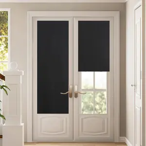 Full Blackout Door Curtain for Cordless Roller Window Covering Shades Blinds, Light Control,  Front Door Curtains for Night Shift Workers Kitchen, 1 Panel, 26 x 72 inches Long, Black