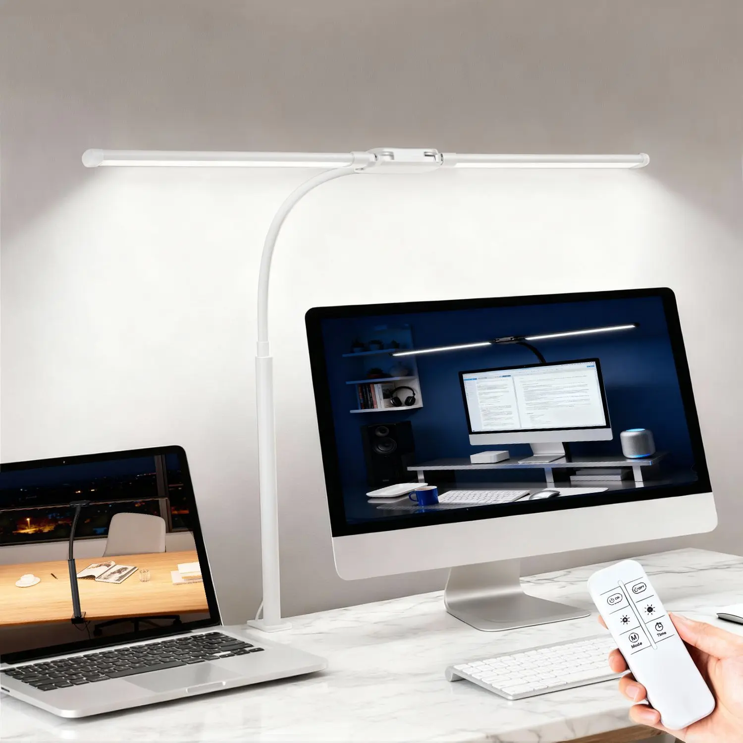 FlexibleClip-On LED Desk Lamp, Flexible Adjustable Gooseneck Eye Protection Reading Light for Students' Bedroom, Office (Home Improvement Indoor Under-Cabinet Lighting)