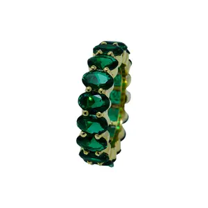 Alliance Ring Green Eternity Band Handcrafted Gold Plated Green Stone Elegance in Every Detail Versatile Fashion Jewelry for Daily Wear or Special Occasions