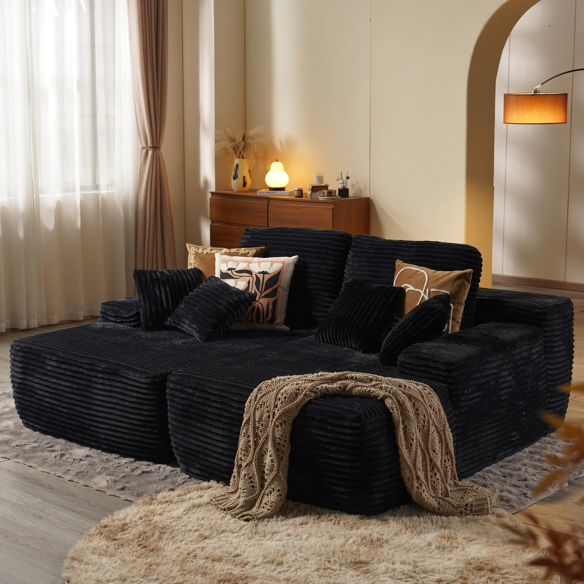 Black Plush Corduroy