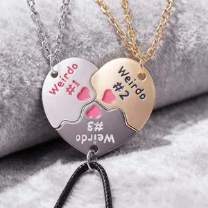 Weirdo Trio Magnetic Puzzle Hear Friendship Necklaces BFF Best Friends Forever Fantasy Cute Pendant for Unbreakable Friendship mothersdaygift